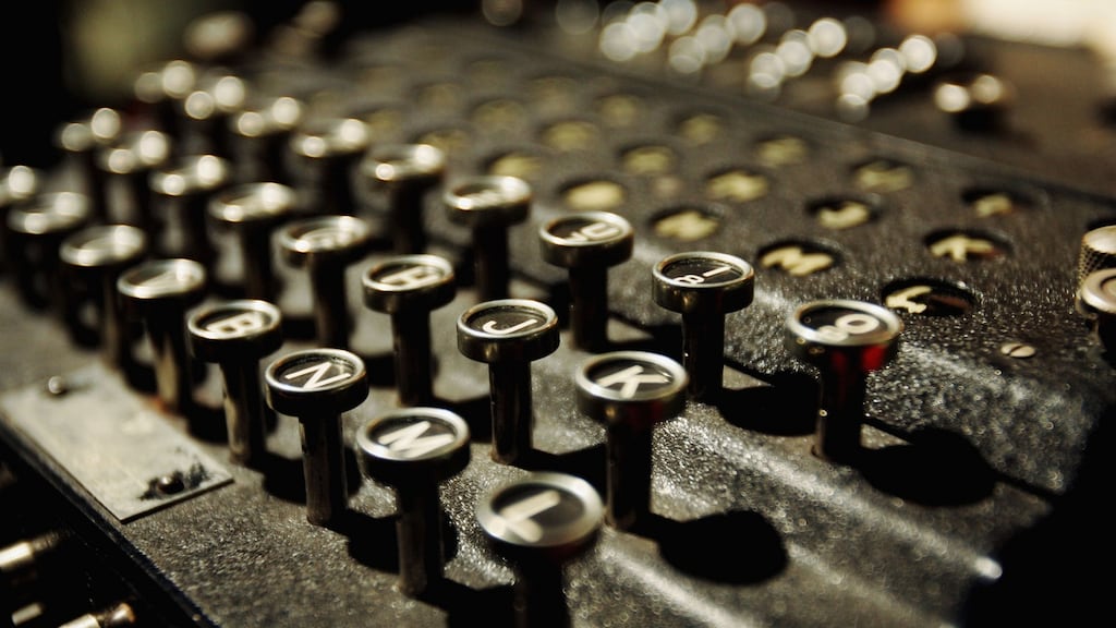 The Enigma coding machine at Bletchley Park national code centre. Photograph: Ian Waldie/Getty Images