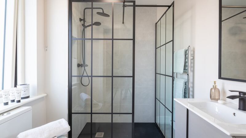 Crittal-style shower door in showhouse in Beechpark