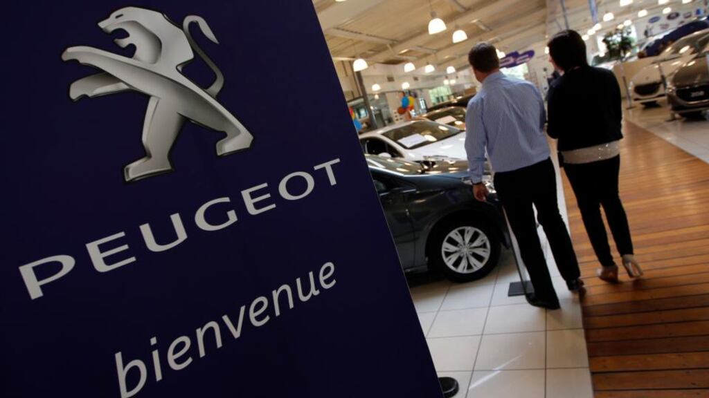 Peugeot shares have risen almost 50 per cent so far this year. Photograph: Reuters/Jean-Paul Pelissier