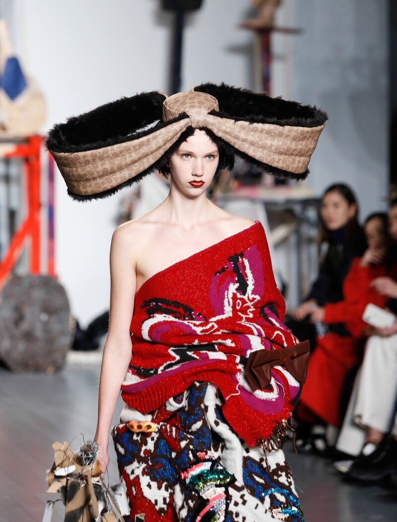 Colour and texture from Matty Bovan. Photograph: Dominika Zarzycka/NurPhoto via Getty Images