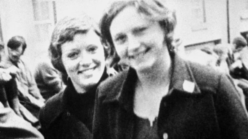 Civil-rights protest: Dolours Price with her sister, Marian, in 1972. Photograph: PA Wire
