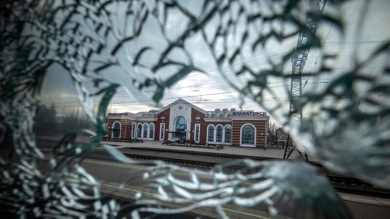 The train station after a rocket attack in Kramatorsk, east Ukraine, that killed dozens on Friday. Photograph: Fadel Senna/AFP via Getty