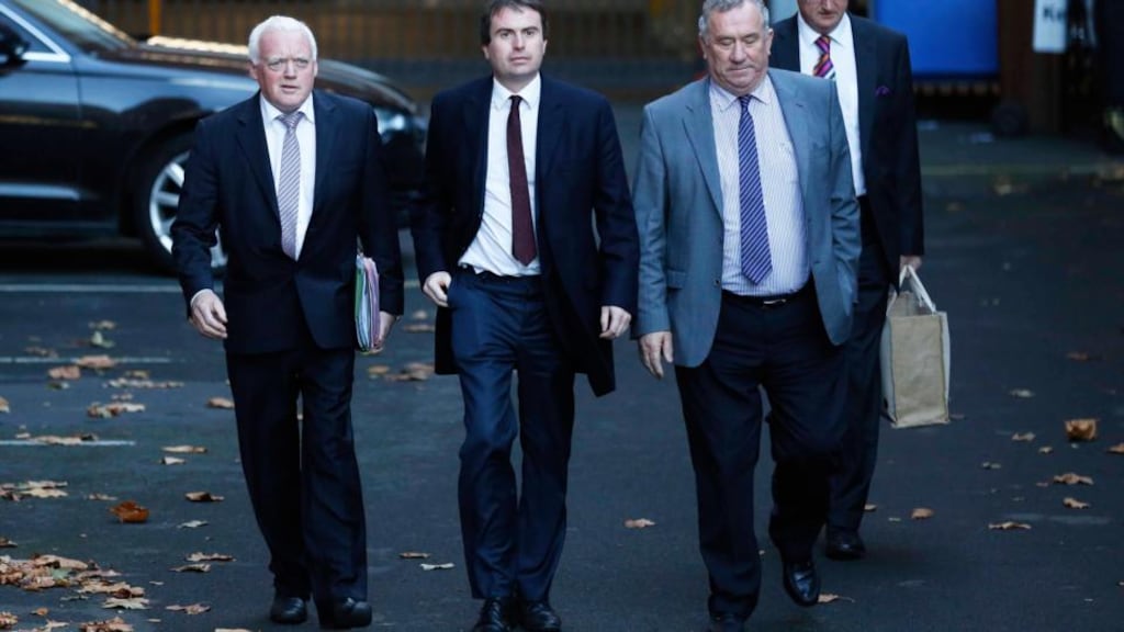Fine Gael TD Seán Conlan (second left) at the Employment Appeals Tribunal yesterday. Photograph: Sasko Lazarov/Photocall Ireland