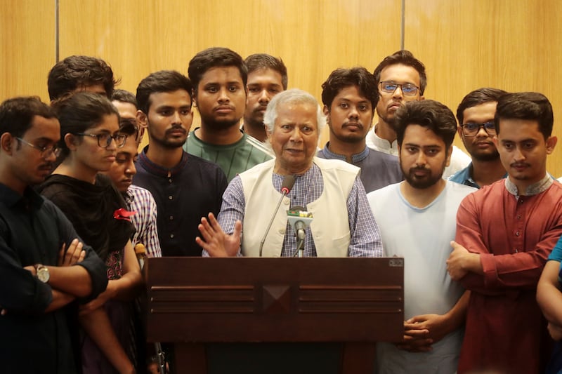 Muhammad Yunus, head of Bangladesh's interim government. Photograph: Ahadul Karim Khan/AP
