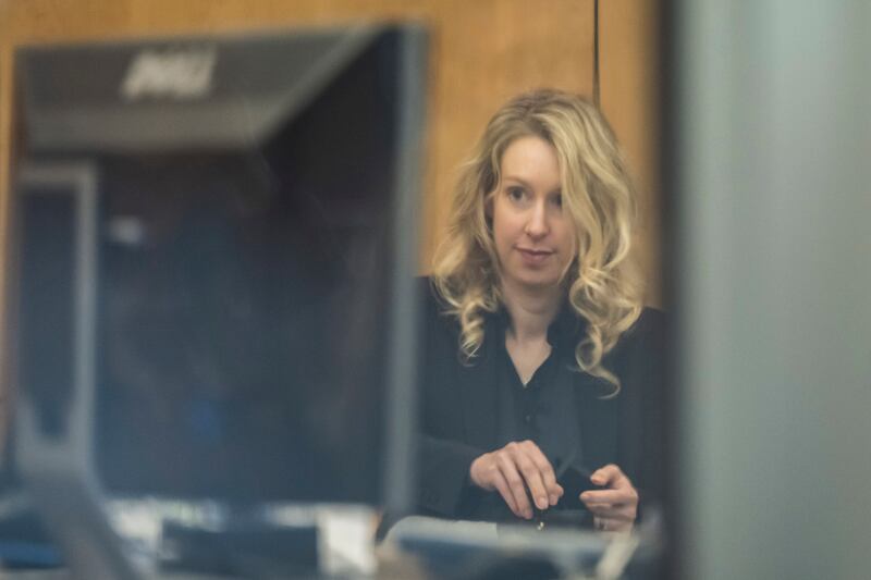 Elizabeth Holmes arrives at federal court in San Jose (Nic Coury/AP)