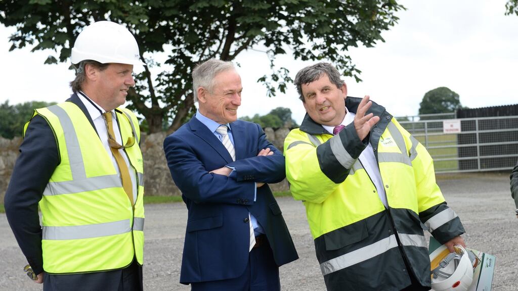 Miceál Sammon, chief executive of the Sammon Group, left, with Minister for Education Richard Bruton and Sean Ashe, chief executive of Kildare / Wicklow Educational Training Board at Maynooth Education Campus and Maynooth Post-Primary School. Photograph: Dara Mac Dónaill