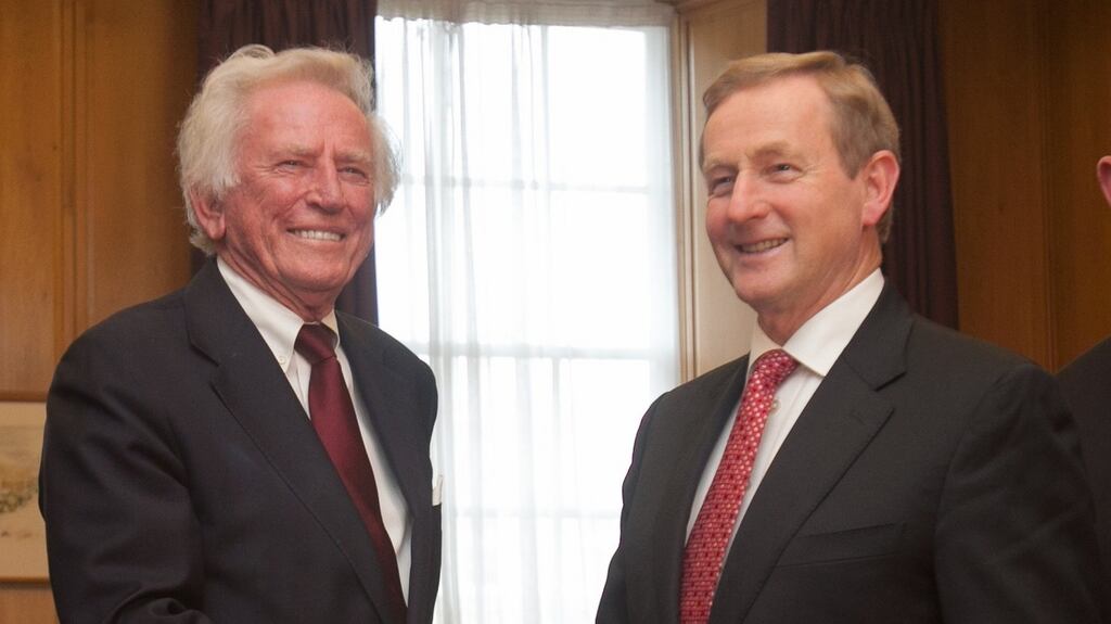 Gary Hart, US Representative on Northern Ireland, and Taoiseach Enda Kenny during a meeting at Government Buildings, Dublin. Photograph: Gareth Chaney Collins