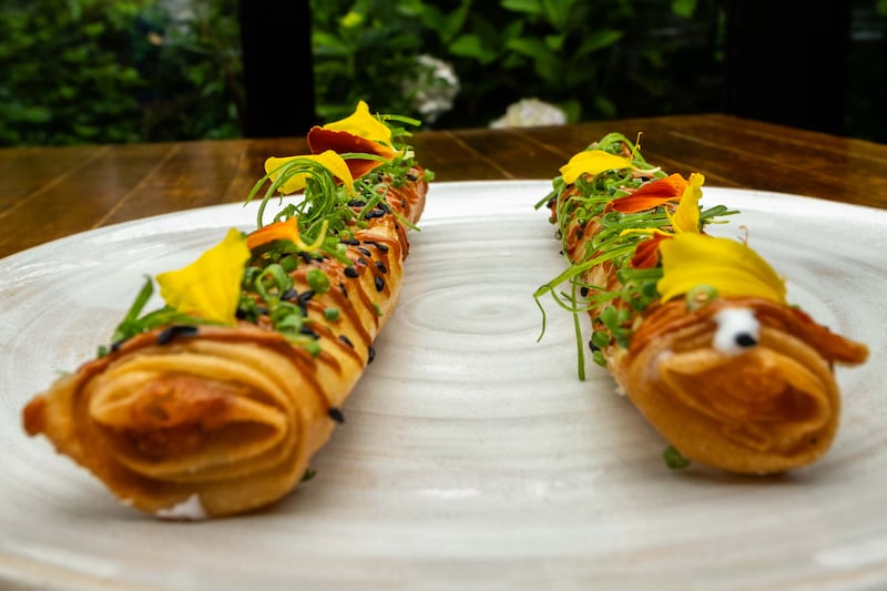 Baba'de restaurant: Langoustine spring rolls. Photograph: Andy Gibson