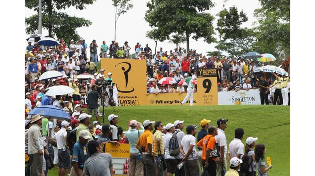 Rory McIlroy plays a shot during the final round of the Malaysian Open in Kuala Lumpur. The 21-year-old moved up to seventh in the world after finishing third. Photograph: Ian Walton/Getty Images