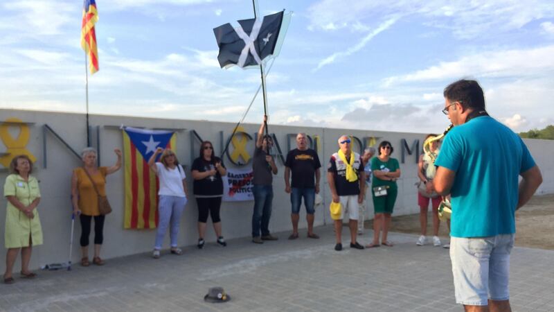 Pro-independence activist Oscar Cid plays saxophone outside Mas d’Enric prison: “We’re still fighting, with joy and with a determination to push our country forward.” Photograph: Guy Hedgecoe
