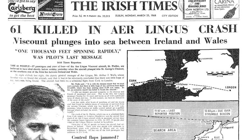 The Irish Times front page on March 25th, 1968.