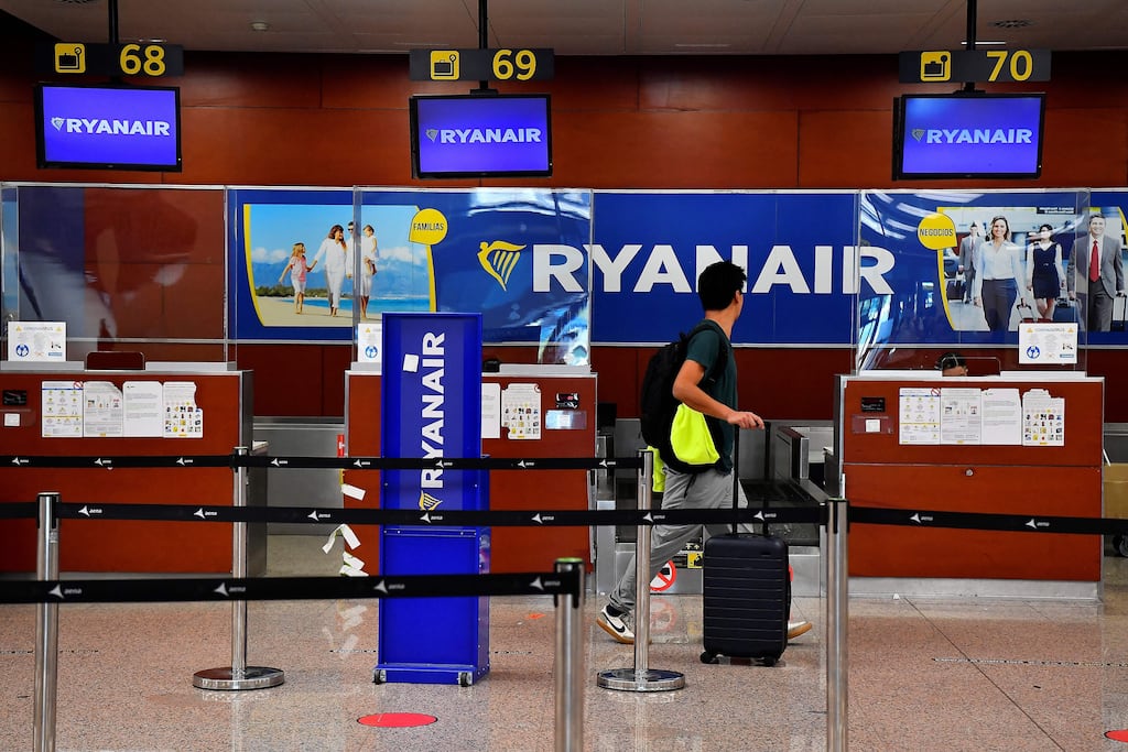 Cabin crew at Ryanair went on strike in Belgium, Spain and Portugal on Friday in a dispute over pay and working conditions. Photograph: Pau Barrena/AFP