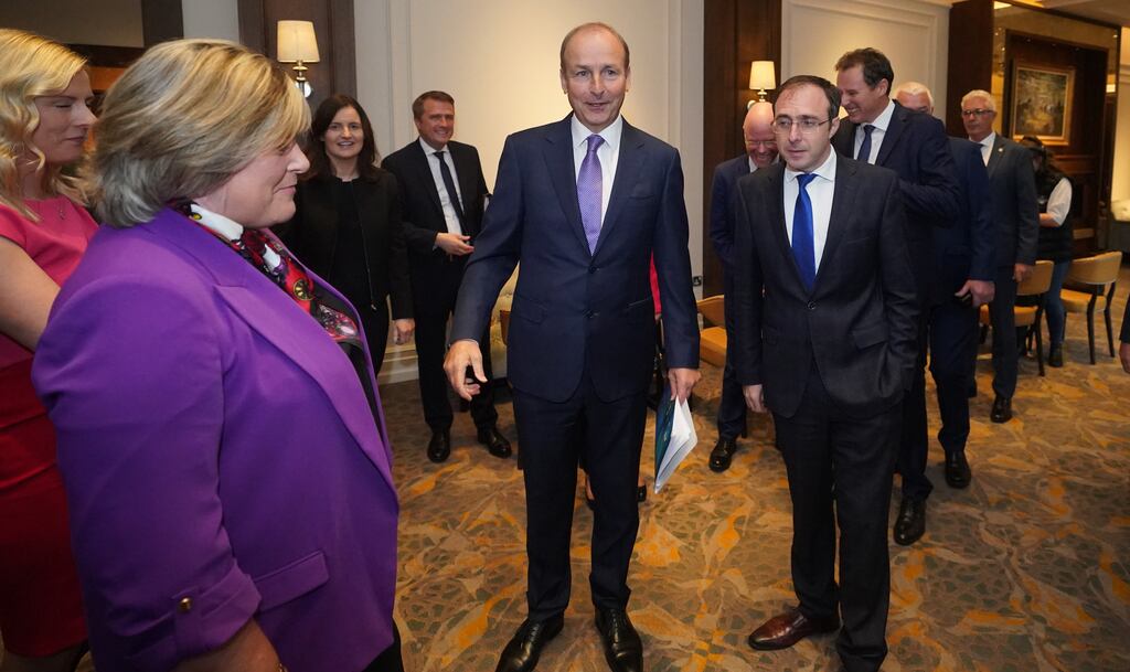 Taoiseach  Micheál Martin and others at the Fianna Fáil parliamentary 'think in' in Mullingar:  There is earnest talk about the daunting experience of being in government during a pandemic and then an inflationary spiral the like of which has not been seen since the oil crisis of the 1970s. Photograph: Niall Carson