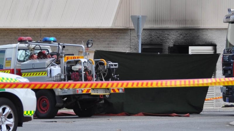 Firefighters at the scene of the explosion at the Galleria Shopping Centre. Photograph: EPA
