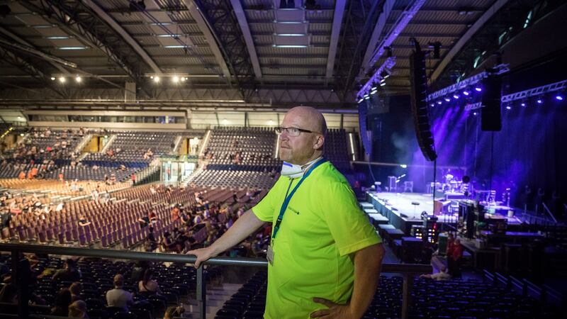 Dr Stefan Moritz, who is leading a study about the coronavirus and live events, at the Quarterback Immobilien Arena in Leipzig, Germany. Photograph: Gordon Welters/The New York Times