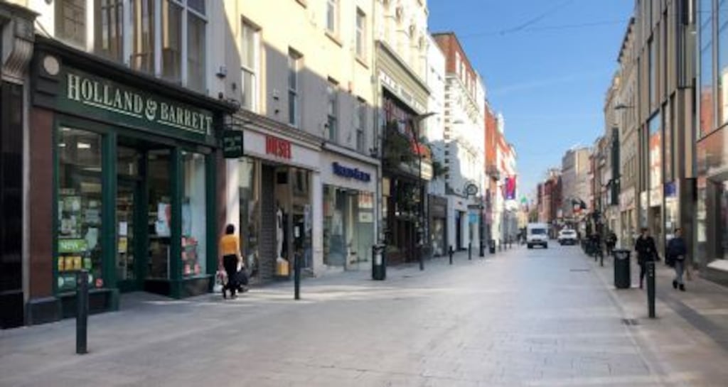A near-deserted Grafton St in Dublin City Centre. Photograph: Bryan O’Brien / THE IRISH TIMES