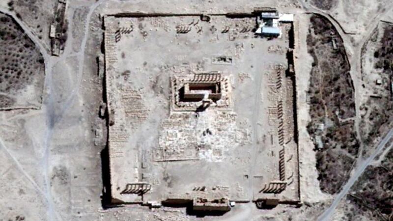 The site of the Temple of Bel in Palmyra, Syria, before its destruction. Photograph: REUTERS/Airbus DS, UNITAR-UNOSAT