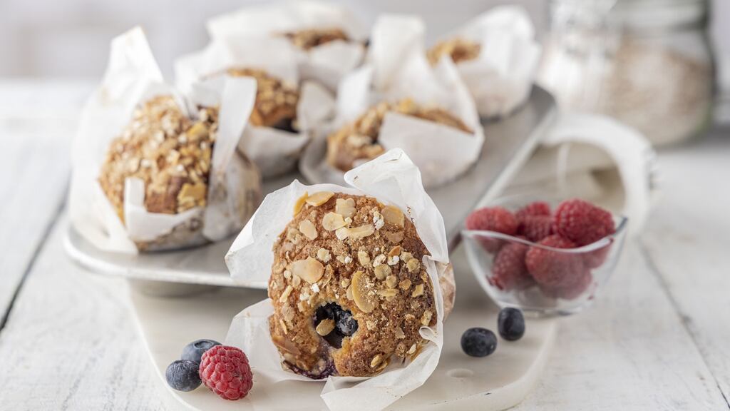 Summer berry breakfast muffins. Photograph: Harry Weir Photography