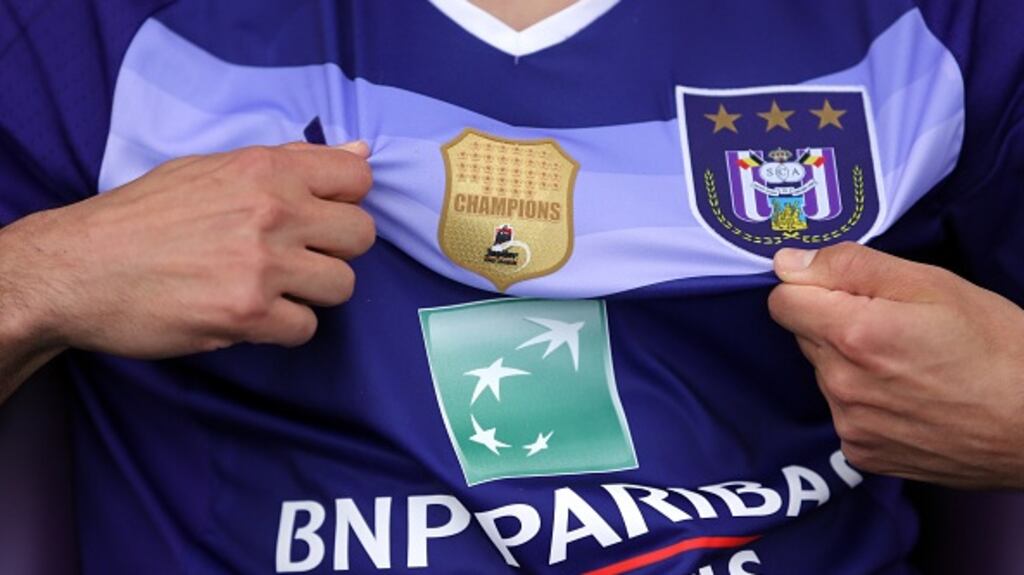 Royal Antwerp’s Didier Lamkel Ze turned up for training in the shirt of their biggest rivals - Anderlecht. Photograph: Getty Images