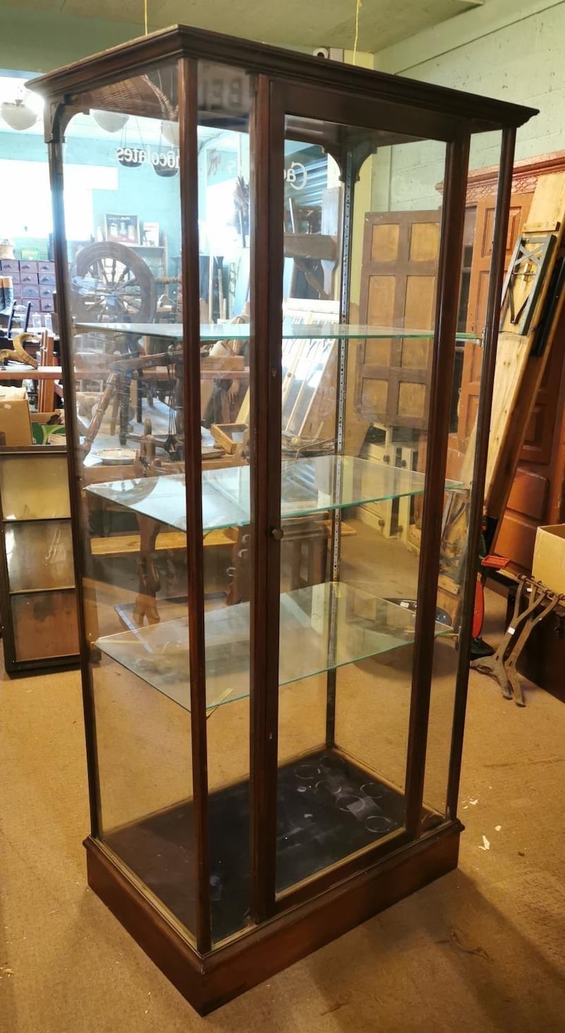 A rare 19th century Cadbury’s chocolate mahogany and glass floor display cabinet
