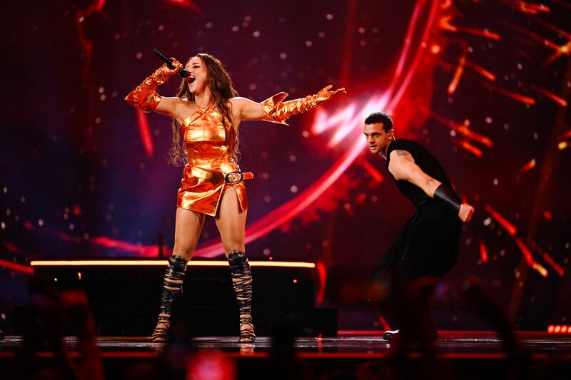 Nutsa Buzaladze, representing Georgia, with the song Firefighter. Photograph: Jessica Gow/AFP via Getty