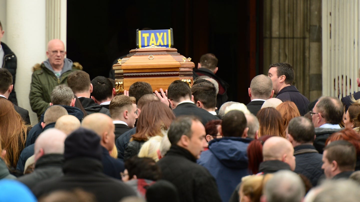 The funeral of Eddie Hutch at the Church of Our Lady of Lourdes on Sean Mc Dermott Street, Dublin.