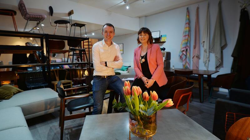 Arthur and Grainne Cassidy inside their store, Pieces, on South Great George’s Street. Photograph: Alan Betson