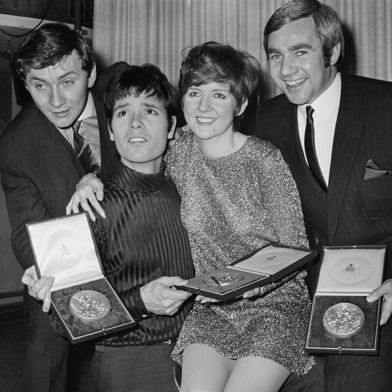 Phil Coulter with Cliff Richard, Cilla Black and Bill Martin celebrate winning Eurovision in 1968. Photograph: John Downing/Daily Express/Getty