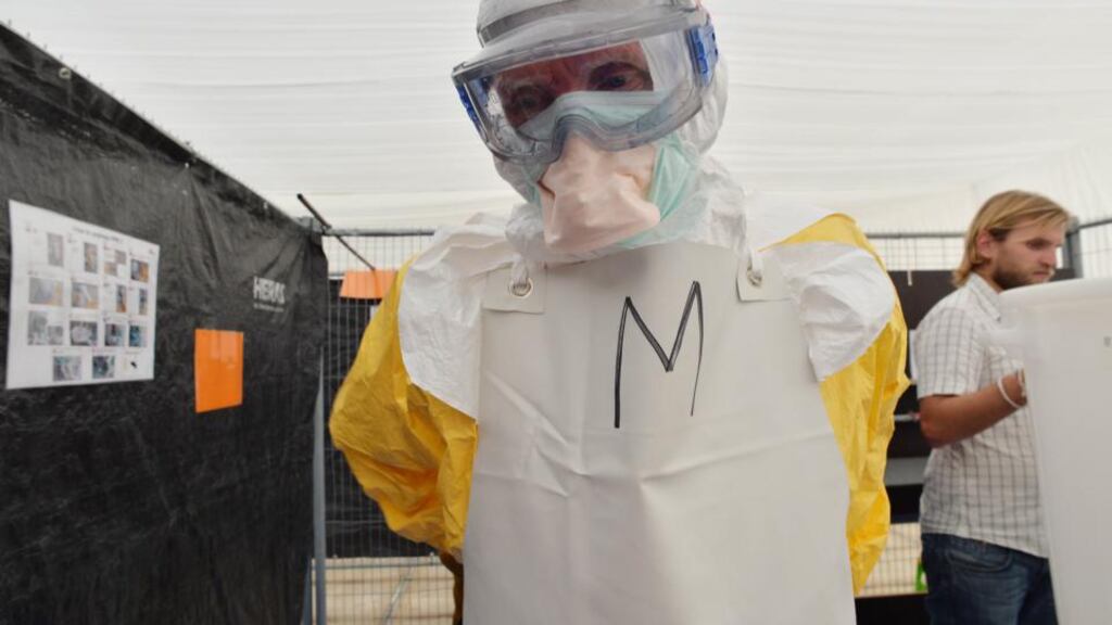 Christmas and New Year gatherings have been banned by the government throughout Sierra Leone for fear the Ebola virus will be spread to rural villages as people go home to celebrate. Photograph of Ebola training at the MSF Espace Bruno Corbé (EBC) in Brussels. Photograph: Julie Remy/MSF