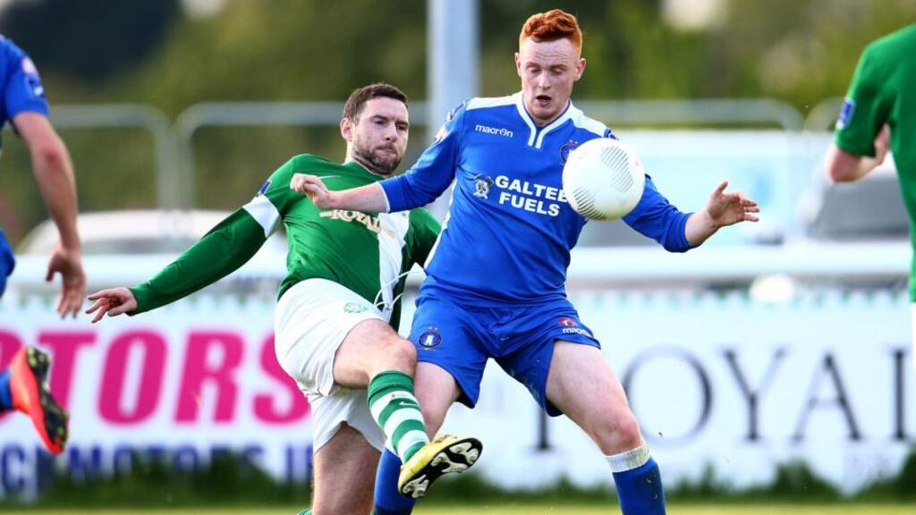 Bray Wanderers’ Alan McNally, pictured here in action against Limerick, had a goal stuck off by the assistant referee. Photograph: Cathal Noonan/Inpho