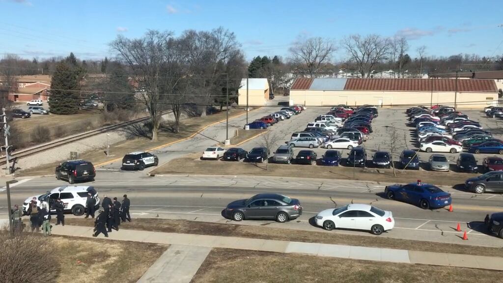 The site of a shooting at Central Michigan University, the US. Photograph: Grant Polmanteer/via Reuters