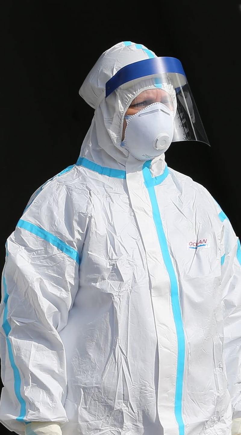 Coronavirus: a doctor in protective clothing at a hospital in Naples. Photograph: Marco Cantile/LightRocket via Getty
