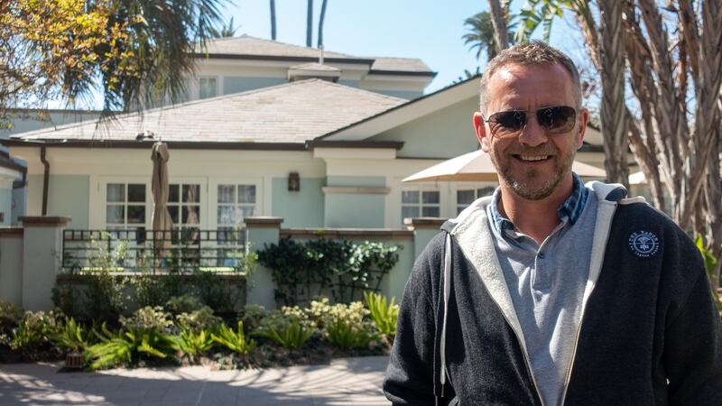 Fionn Davenport in California in 2016, utside the bungalow Greta Garbo checked into when she wanted to be alone