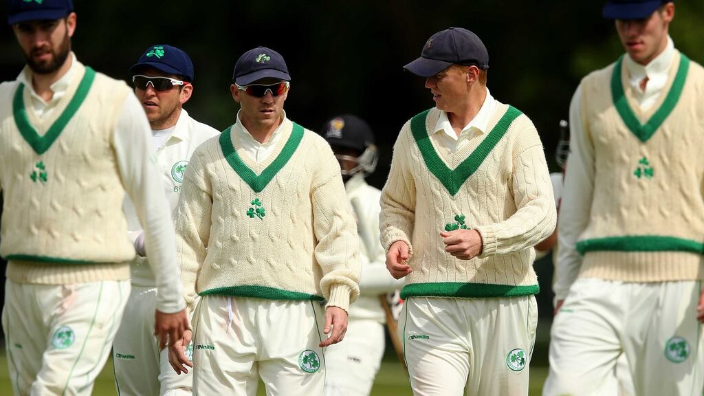 Niall and Kevin O’Brien pictured during the 2015 Intercontinental Cup match against the United Arab Emirates at Malahide in 2015. Photograph: Ryan Byrne/Inpho