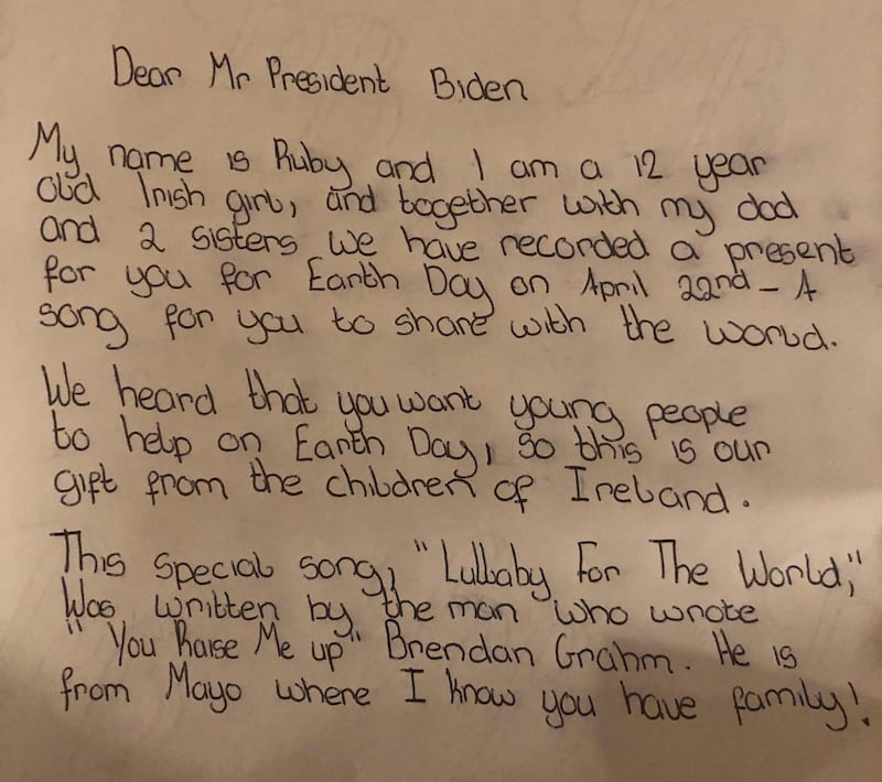 Ruby Maher’s personal letter to US president Joe Biden in response to his call for young people to get involved Earth Day