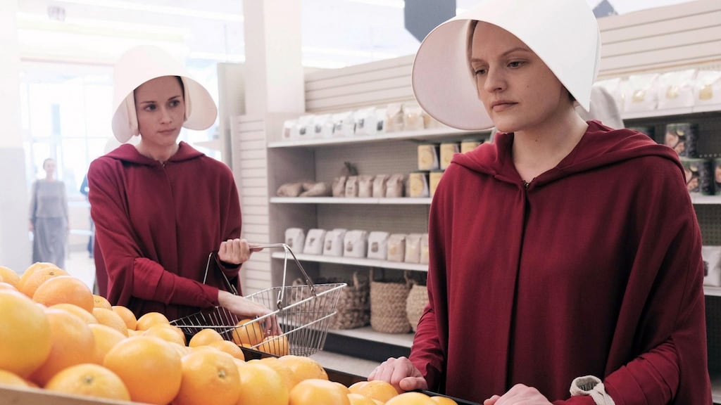 The Handmaid’s Tale starring Elisabeth Moss: Margaret Atwood’s Booker-winning The Blind Assassin from 2000 now demands to be shouldered on screen. Photograph: George Kraychyk/Hulu