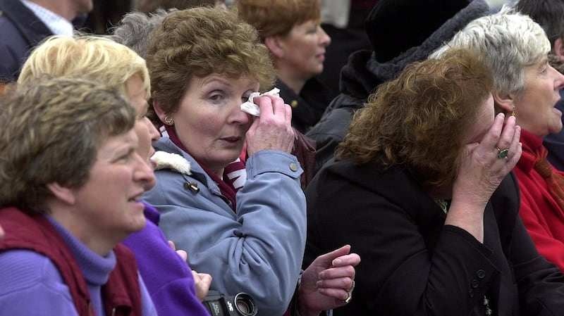 Fans watch Daniel and Majella's wedding in Kincasslagh, in Co Donegal. Photograph: Eric Luke