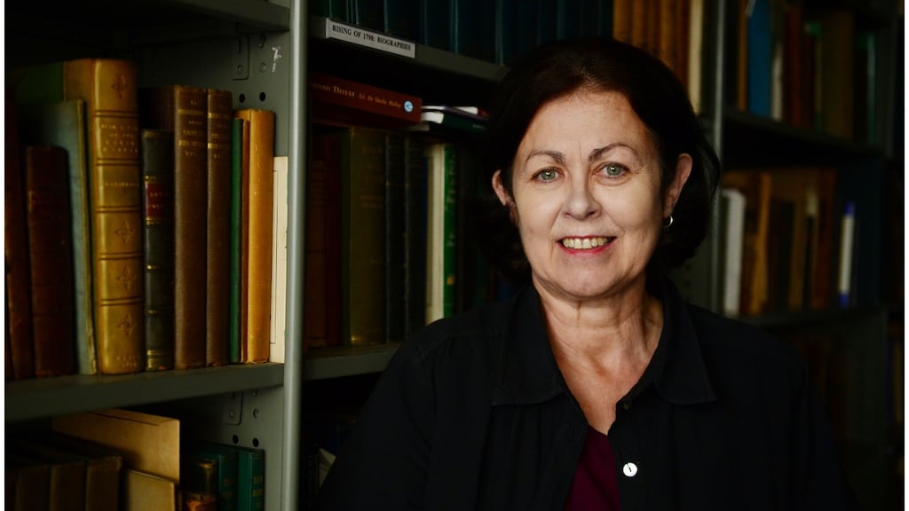 Dr Bairbre Ni Fhloinn in the National Folklore Collection archive in UCD. Photograph: Bryan O’Brien