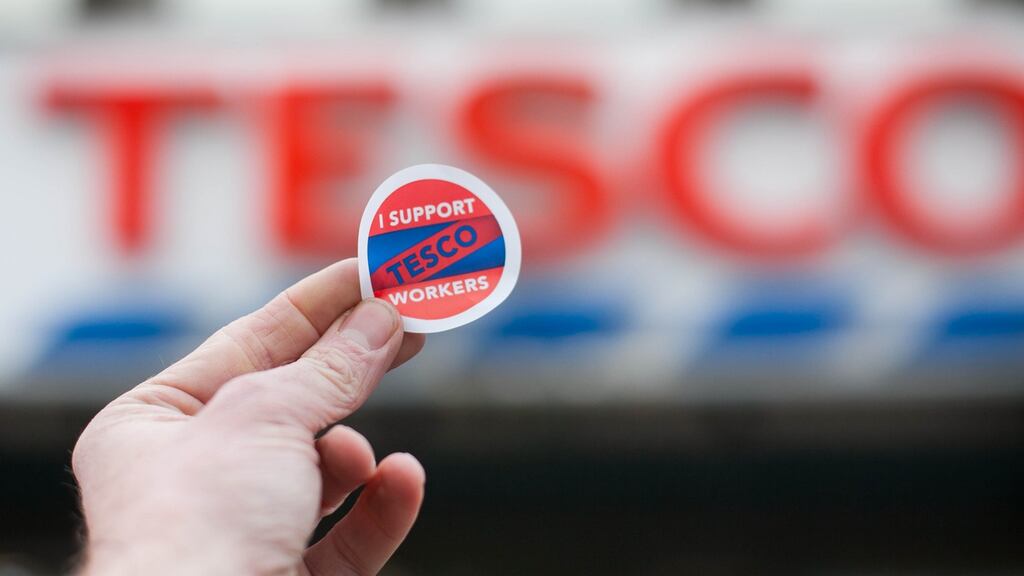 A strike at the Tesco Store in Phibsboro, Dublin. Photograph: Gareth Chaney/Collins