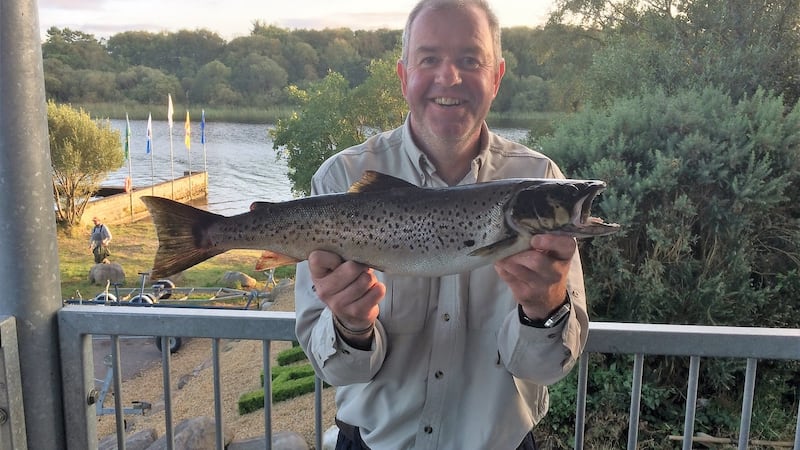 Stevie Ellis with his winning trout of 3lb 13.5oz at Lough Melvin Trout Championships.