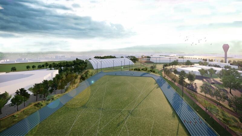 An artist’s impression of the new running track at the UCD campus