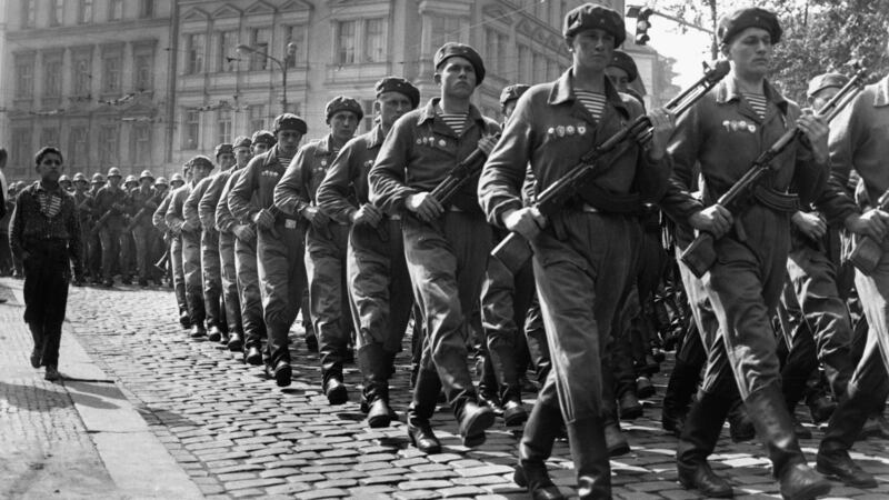 Soviet troops march through Prague, September 1968. Photograph: © Hulton-Deutsch Collection/Corbis via Getty Images