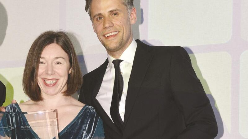 Editor Sarah Saunderson accepts the British Press Award from Richard Bacon