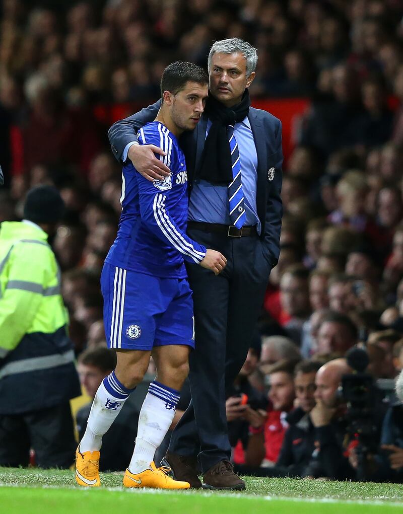 Jose Mourinho: “History says that when Eden Hazard is the best player of the Premier League, Chelsea is the champion.” Photograph: Alex Livesey/Getty Images
