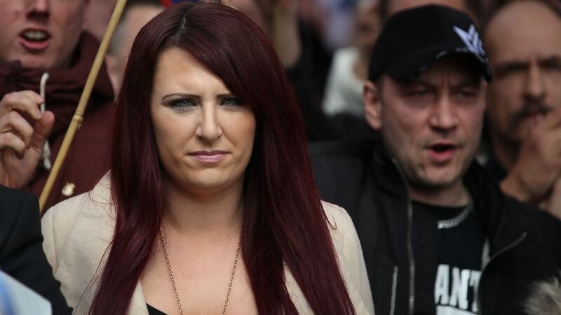 Jayda Fransen of the far-right a organisation Britain First, marching in central London on April 1st last. Photograph: Daniel Leal Olivas/AFP/Getty Images