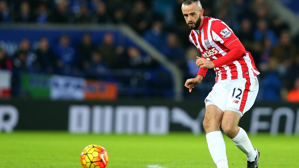 Stoke City’s Marc Wilson: club’s physio thinks defender has medial ligament damage in his knee. Photograph: Tim Keeton/EPA
