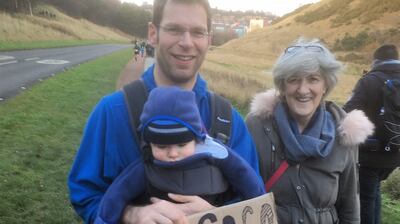 Berna Cox and her son-in-law Gordon, and her grandson Aidan.