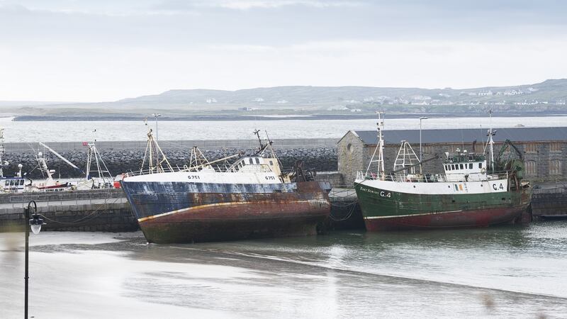 A quiet pier on Inis Mór earlier this year during the Covid-19 pandemic. Photograph: Andrew Downes