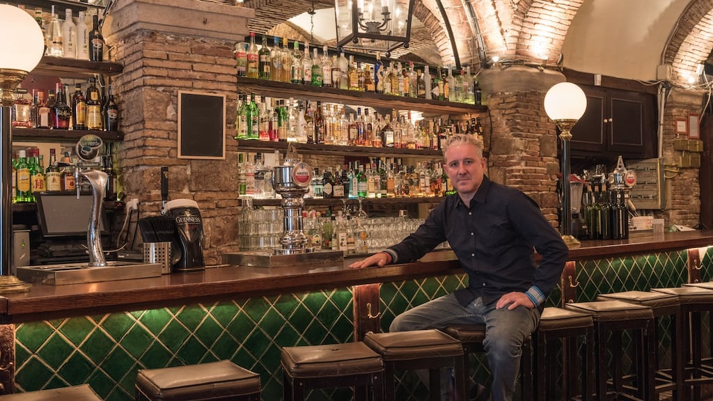 Robby Dunne in his bar and restaurant La Luna, which was the second premises he opened in Barcelona.