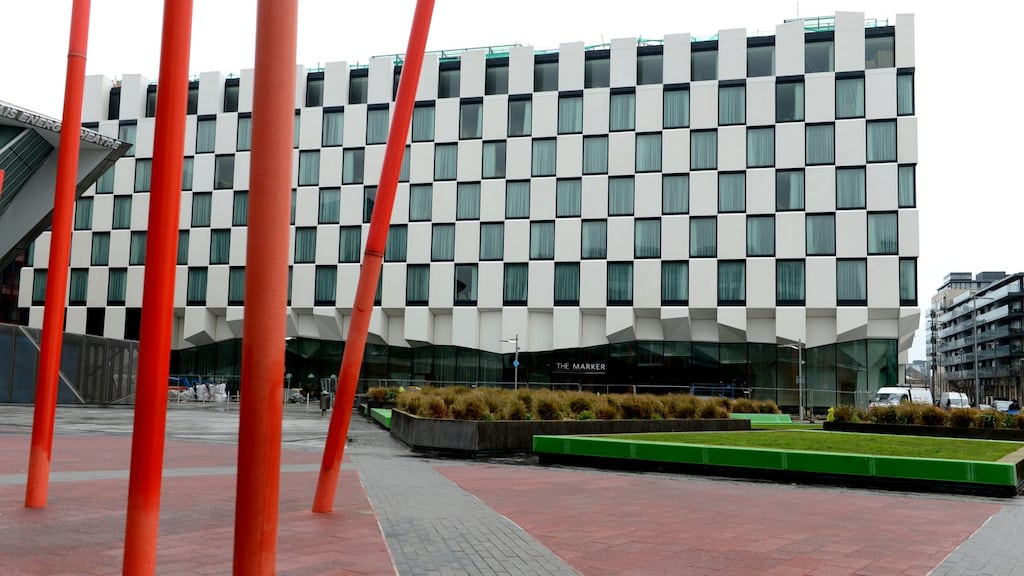 The Marker Hotel in Dublin’s Grand Canal Square will have 30 bedrooms on the new floor, and the main restaurant will be moved to the rooftop. Photograph: Cyril Byrne